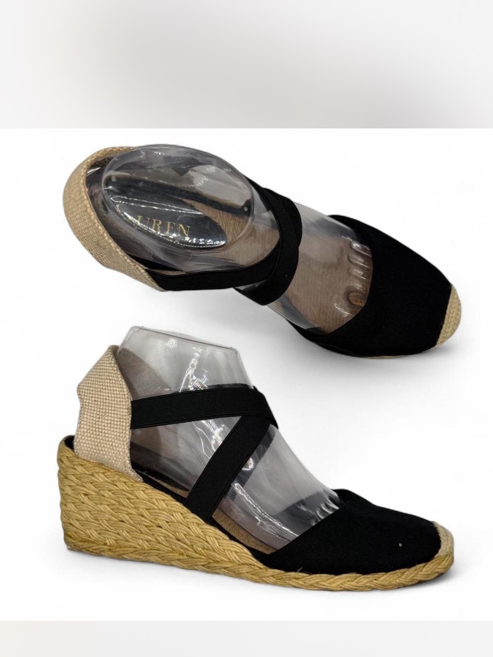 Lauren Ralph Lauren Women’s Black espadrille Wedge Sandals